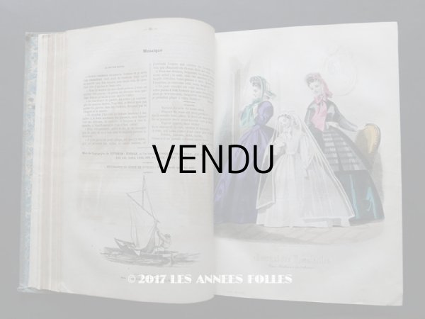 画像1: 1864年 アンティーク 本 版画付き モード新聞 JOURNAL DES DEMOISELLES (1)