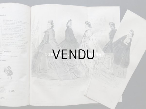 画像10: 1864年 アンティーク 本 版画付き モード新聞 JOURNAL DES DEMOISELLES (10)