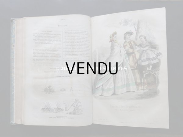 画像8: 1864年 アンティーク 本 版画付き モード新聞 JOURNAL DES DEMOISELLES (8)