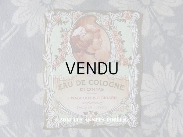 画像1: アンティーク パフュームラベル EAU DE COLOGNE DIONYS - J.MABBOUX & P.GIRARD PARIS - (1)