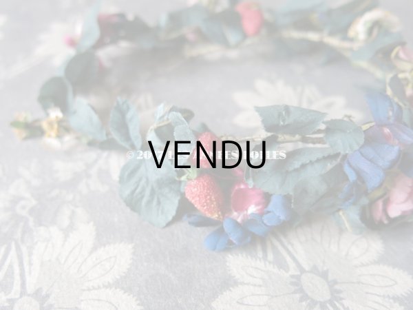 画像6: アンティーク 吹きガラス製の苺 & 草花のヘッドリース　ウェディング 結婚式 ティアラ (6)