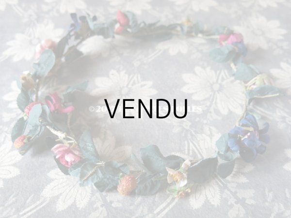 画像3: アンティーク 吹きガラス製の苺 & 草花のヘッドリース　ウェディング 結婚式 ティアラ (3)