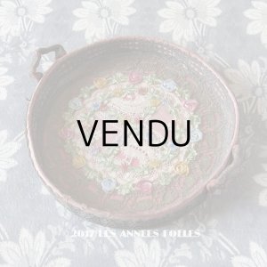 画像: 19世紀末 アンティーク ロココトリム リボン刺繍 リボンワークのトレイ　