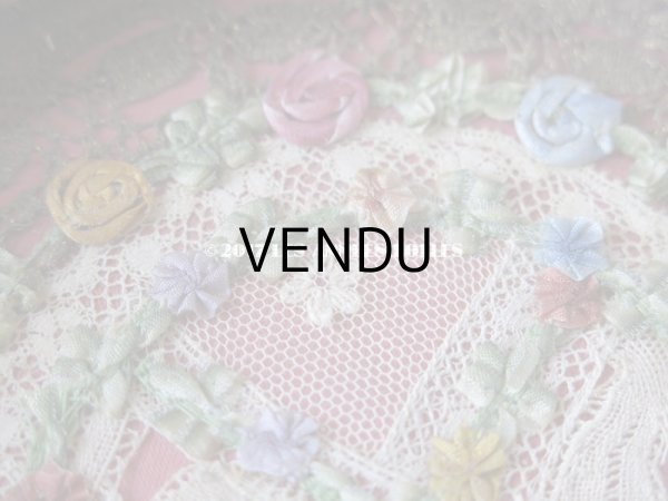 画像6: 19世紀末 アンティーク ロココトリム リボン刺繍 リボンワークのトレイ　 (6)
