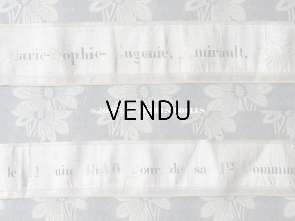 画像5: 1846年 アンティーク  シルク製リボン　コミュ二オン (5)