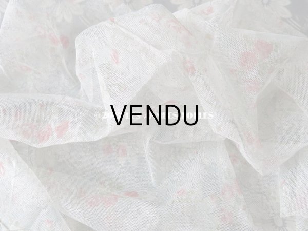 画像6: 1920年代 アンティーク  チュール地 ピンクの薔薇のプリント ファブリック 74×43cm (6)