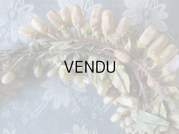 画像5: 19世紀 アンティーク 吹き硝子製 ワックスフラワーのヘッドリース & ブローチ2点 ウェディング 結婚式 ティアラ (5)