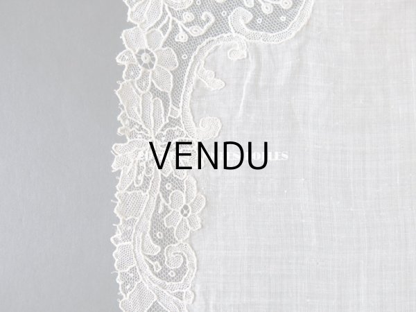 画像14: 19世紀末 アンティーク 結婚式のハンカチ ポワンドガーズのレース モノグラム 【Y.J】  『ポワン・ド・ガーズ』 (14)