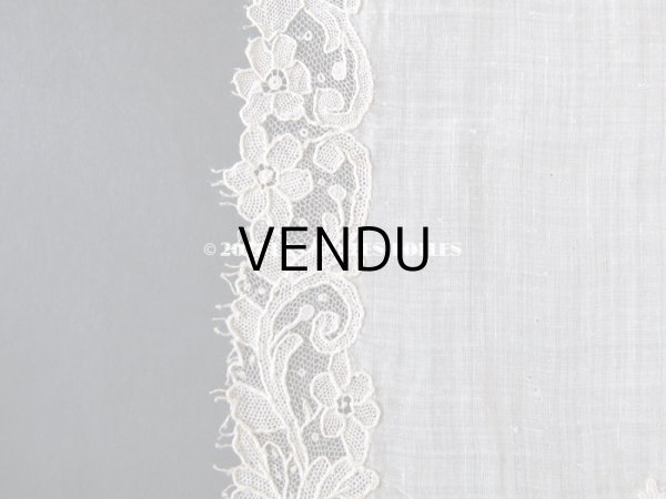 画像15: 19世紀末 アンティーク 結婚式のハンカチ ポワンドガーズのレース モノグラム 【Y.J】  『ポワン・ド・ガーズ』 (15)