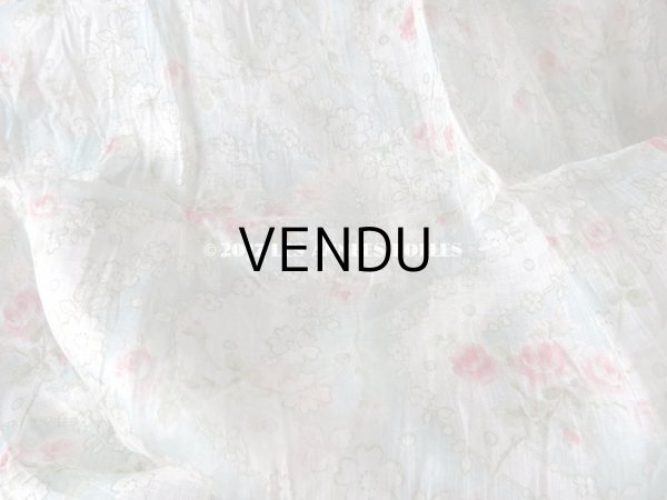 画像6: 1920年代 アンティーク  オーガンジー ピンクの薔薇のプリント ファブリック 60×43(36)cm (6)