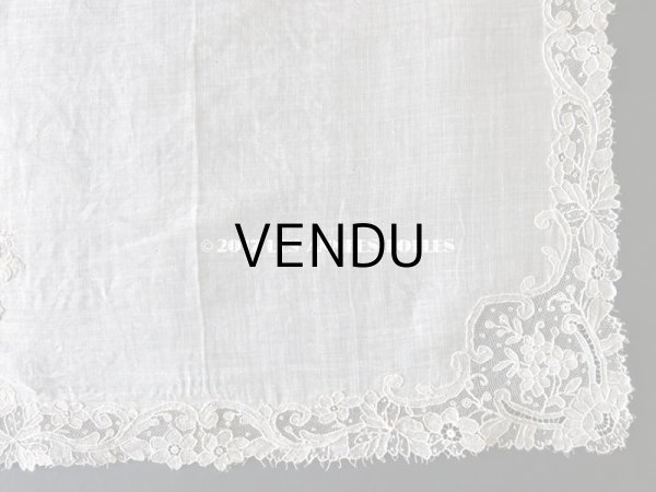 画像6: 19世紀末 アンティーク 結婚式のハンカチ ポワンドガーズのレース モノグラム 【Y.J】  『ポワン・ド・ガーズ』 (6)