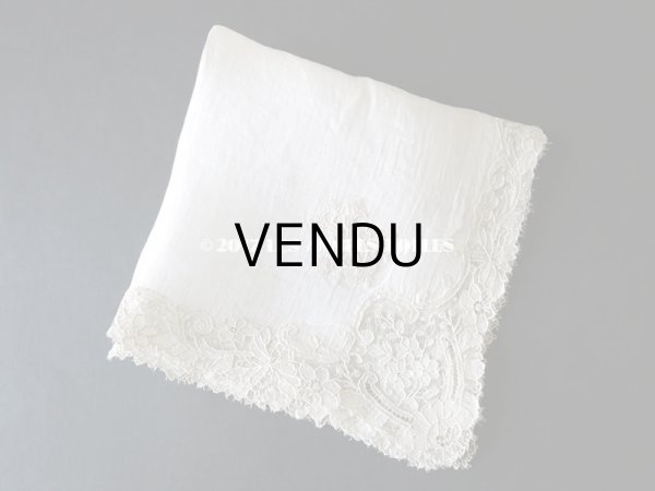 画像7: 19世紀末 アンティーク 結婚式のハンカチ ポワンドガーズのレース モノグラム 【Y.J】  『ポワン・ド・ガーズ』 (7)