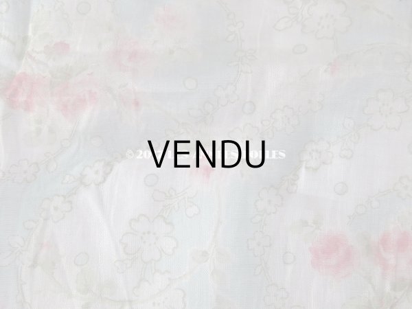 画像5: 1920年代 アンティーク  オーガンジー ピンクの薔薇のプリント ファブリック 60×43(36)cm (5)