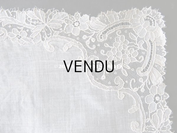 画像13: 19世紀末 アンティーク 結婚式のハンカチ ポワンドガーズのレース モノグラム 【Y.J】  『ポワン・ド・ガーズ』 (13)