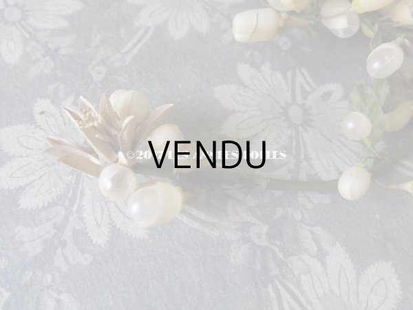 画像15: 19世紀 アンティーク 吹き硝子製 ワックスフラワーのヘッドリース & ブローチ2点 ウェディング 結婚式 ティアラ (15)