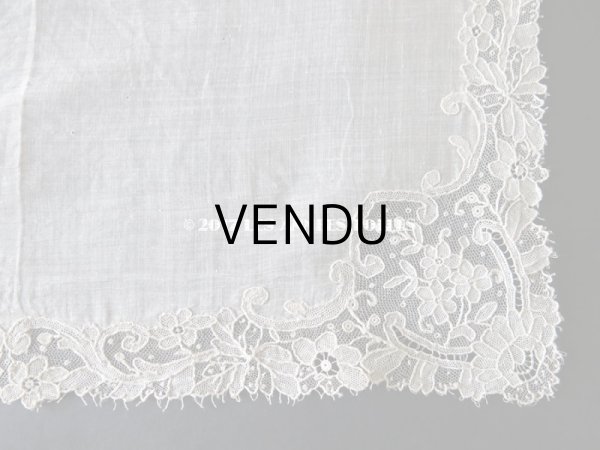 画像10: 19世紀末 アンティーク 結婚式のハンカチ ポワンドガーズのレース モノグラム 【Y.J】  『ポワン・ド・ガーズ』 (10)