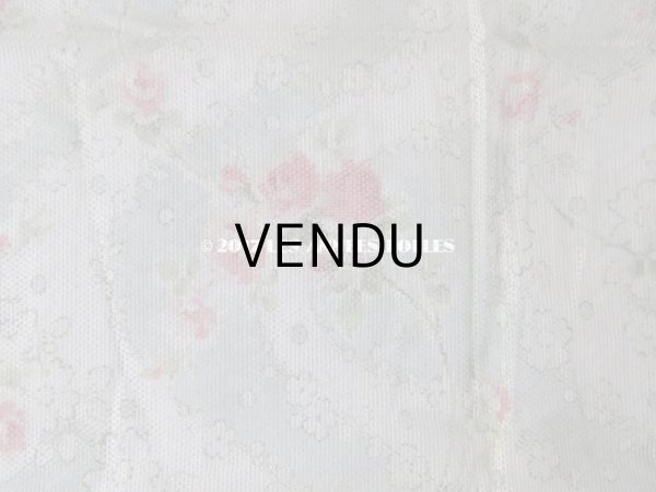 画像5: 1920年代 アンティーク  チュール地 ピンクの薔薇のプリント ファブリック 74×43cm (5)