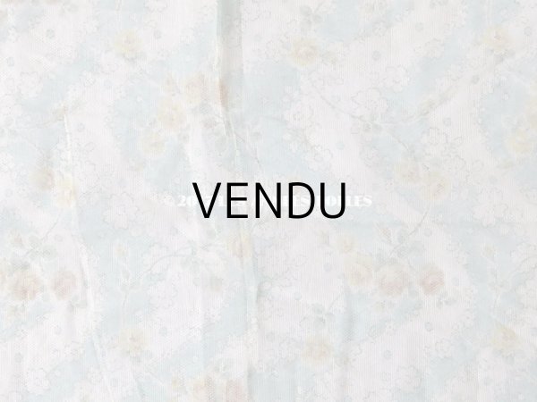 画像4: 1920年代 アンティーク  チュール地 黄色の薔薇のプリント ファブリック 74×43cm (4)