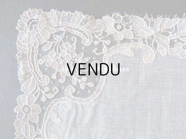 画像11: 19世紀末 アンティーク 結婚式のハンカチ ポワンドガーズのレース モノグラム 【Y.J】  『ポワン・ド・ガーズ』 (11)
