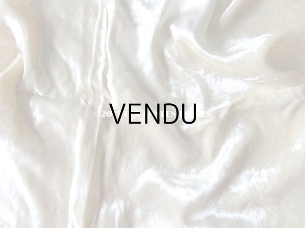 画像4: 1920年代 アンティーク ファブリック シルク製ベルベット アイボリー色 92cm×46cm (4)