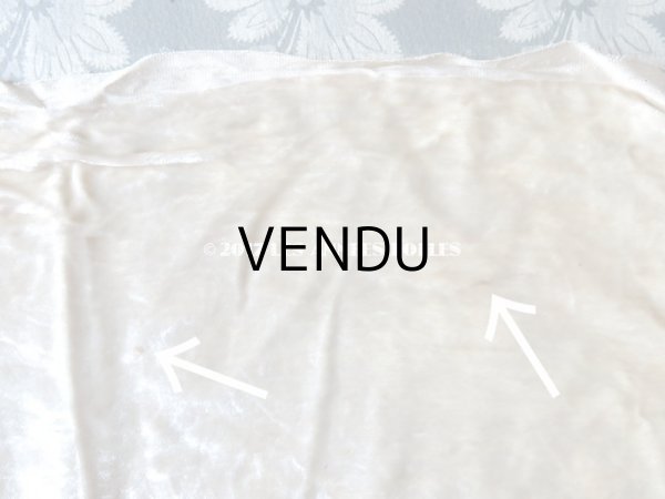 画像6: 1920年代 アンティーク ファブリック シルク製ベルベット アイボリー色 92cm×46cm (6)