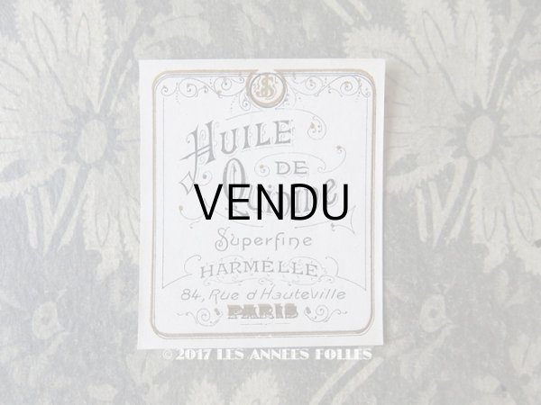 画像1: アンティーク パフュームラベル HUILE DE QUININE SUPERFINE  - HARMELLE PARIS - (1)