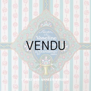 画像: アンティーク ソープラベル ピンクの薔薇模様 SAVON VASELINE PARFUME A L'EAU DE COLOGNE - GRANDS MAGASINS DU PRINTEMPS PARIS -