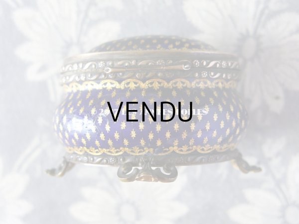 画像6: 19世紀 アンティーク ジュエリーボックス 青紫のエナメル (6)