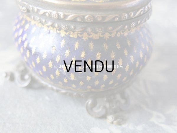 画像9: 19世紀 アンティーク ジュエリーボックス 青紫のエナメル (9)