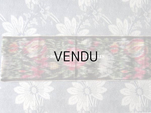 画像6: 19世紀 アンティーク シルク製  グログランリボン ぼかし織り 薔薇模様 0.45 & 0.43m (6)