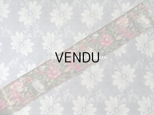 画像5: 19世紀 アンティーク シルク製  グログランリボン ぼかし織り 薔薇模様 0.45 & 0.43m (5)