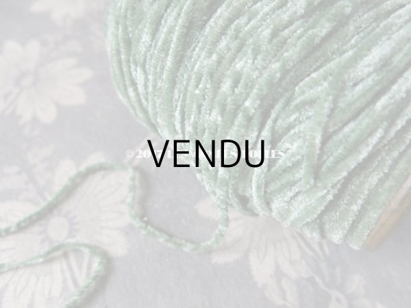 画像2: 1920年代 アンティーク  刺繍用 シルクベルベットの紐  シルク製シェニール グリーン 20m シュニーユ糸 (2)