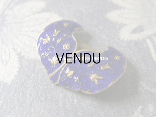 画像6: 19世紀 アンティーク シューバックル　青紫のエナメル シューズ用バックル  2点セット (6)