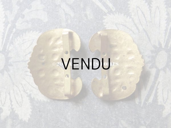 画像4: 19世紀 アンティーク シューバックル　青紫のエナメル シューズ用バックル  2点セット (4)