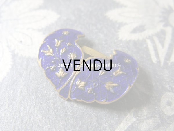 画像7: 19世紀 アンティーク シューバックル　青紫のエナメル シューズ用バックル  2点セット (7)