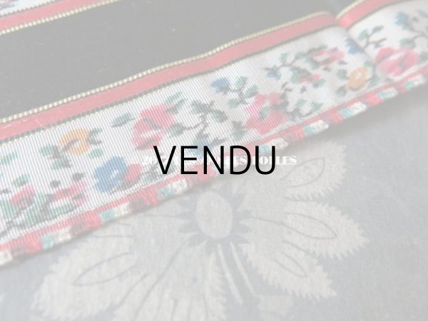 画像5: 19世紀 アンティーク シルク製  ジャガード織 リボン 花模様 1m (5)