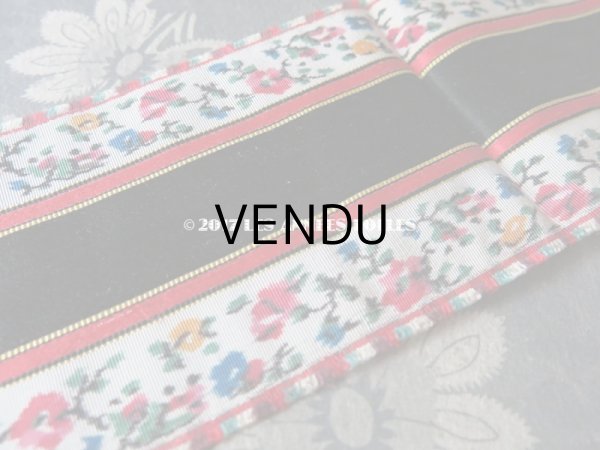 画像4: 19世紀 アンティーク シルク製  ジャガード織 リボン 花模様 1m (4)