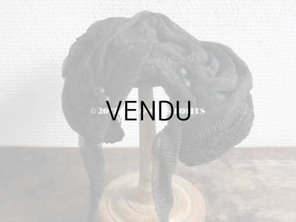 画像4: 1900年代 アンティーク 帽子 クレープ素材 (4)