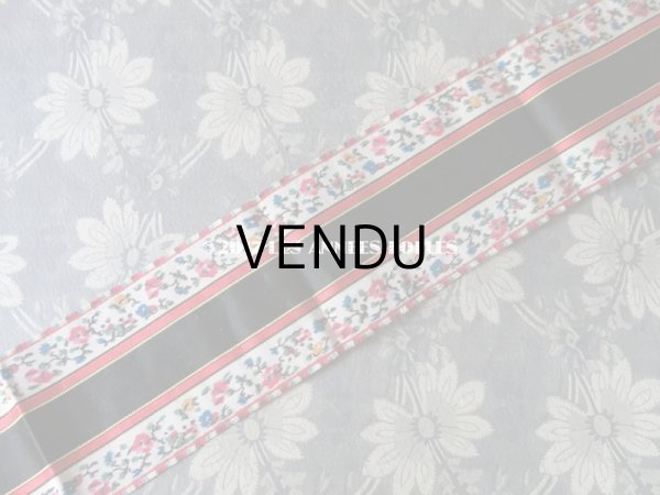 画像3: 19世紀 アンティーク シルク製  ジャガード織 リボン 花模様 1m (3)