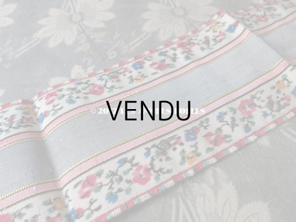 画像6: 19世紀 アンティーク シルク製  ジャガード織 リボン 花模様 1m (6)