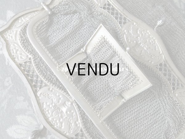 画像7: 1900年代 アンティーク シルバー製 メタルメッシュのバッグ 花かご＆薔薇とリボンのガーランド  コインケース付 (7)