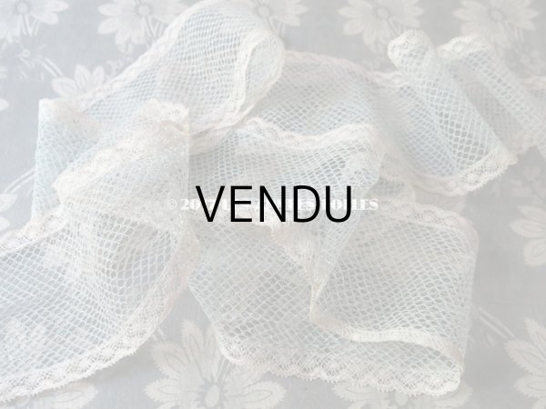 画像4: 1900年代 アンティーク 淡いブルーのチュールレース  (4)