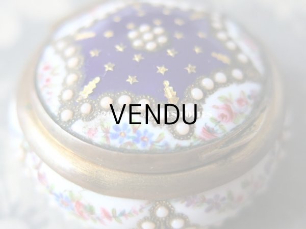 画像6: 19世紀 アンティーク  パールの飾り付 ピルケース 青紫のエナメル＆花のガーランド (6)