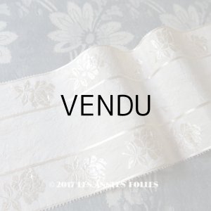 画像: 19世紀末 アンティーク シルク製リボン 薔薇模様 オフホワイト 