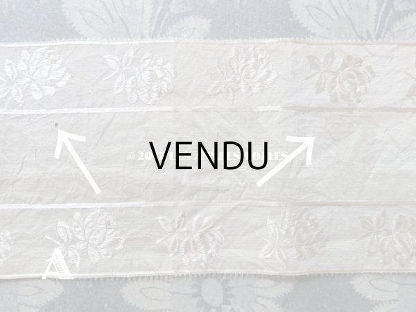 画像6: 19世紀末 アンティーク シルク製リボン 薔薇模様 オフホワイト  (6)