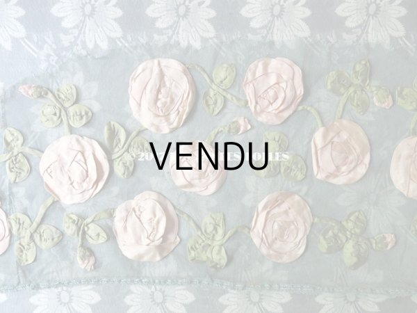画像6: 19世紀末 アンティーク ドレス用 幅広 レース 薔薇のリボン刺繍  1.75m 幅17〜20cm (6)