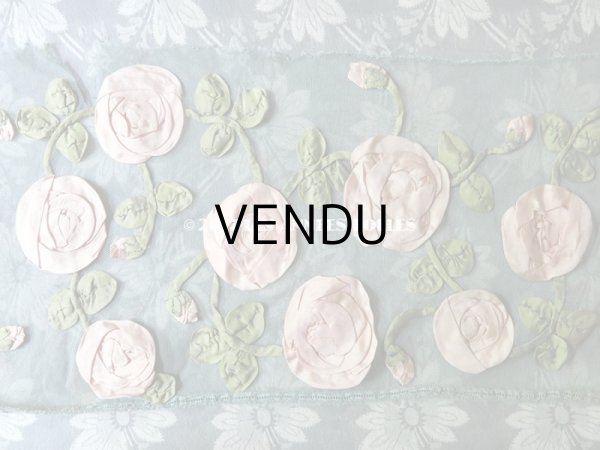 画像7: 19世紀末 アンティーク ドレス用 幅広 レース 薔薇のリボン刺繍  1.75m 幅17〜20cm (7)