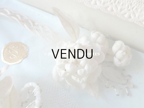 画像3: 未使用 1920年代 箱入り アンティーク 薔薇のワックスフラワーのヘッドリース  ウェディング 結婚式 ティアラ (3)