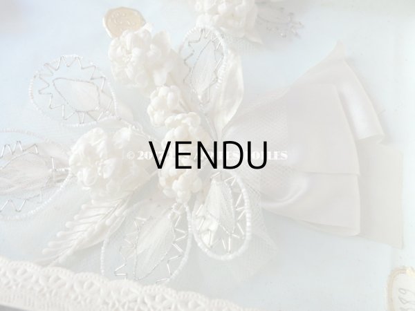 画像11: 未使用 1920年代 箱入り アンティーク 薔薇のワックスフラワーのヘッドリース  ウェディング 結婚式 ティアラ (11)