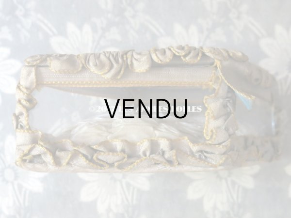 画像7: アンティーク ジュエリーボックス リボンワーク ライトグレーのクッション (7)